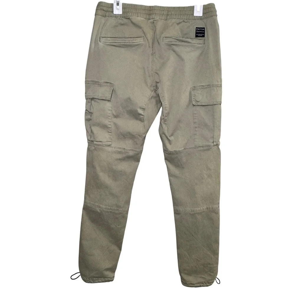 PacSun‎ Men's Olive Green Cargo Jogger Pants Elastic Waist Toggle Hem Medium